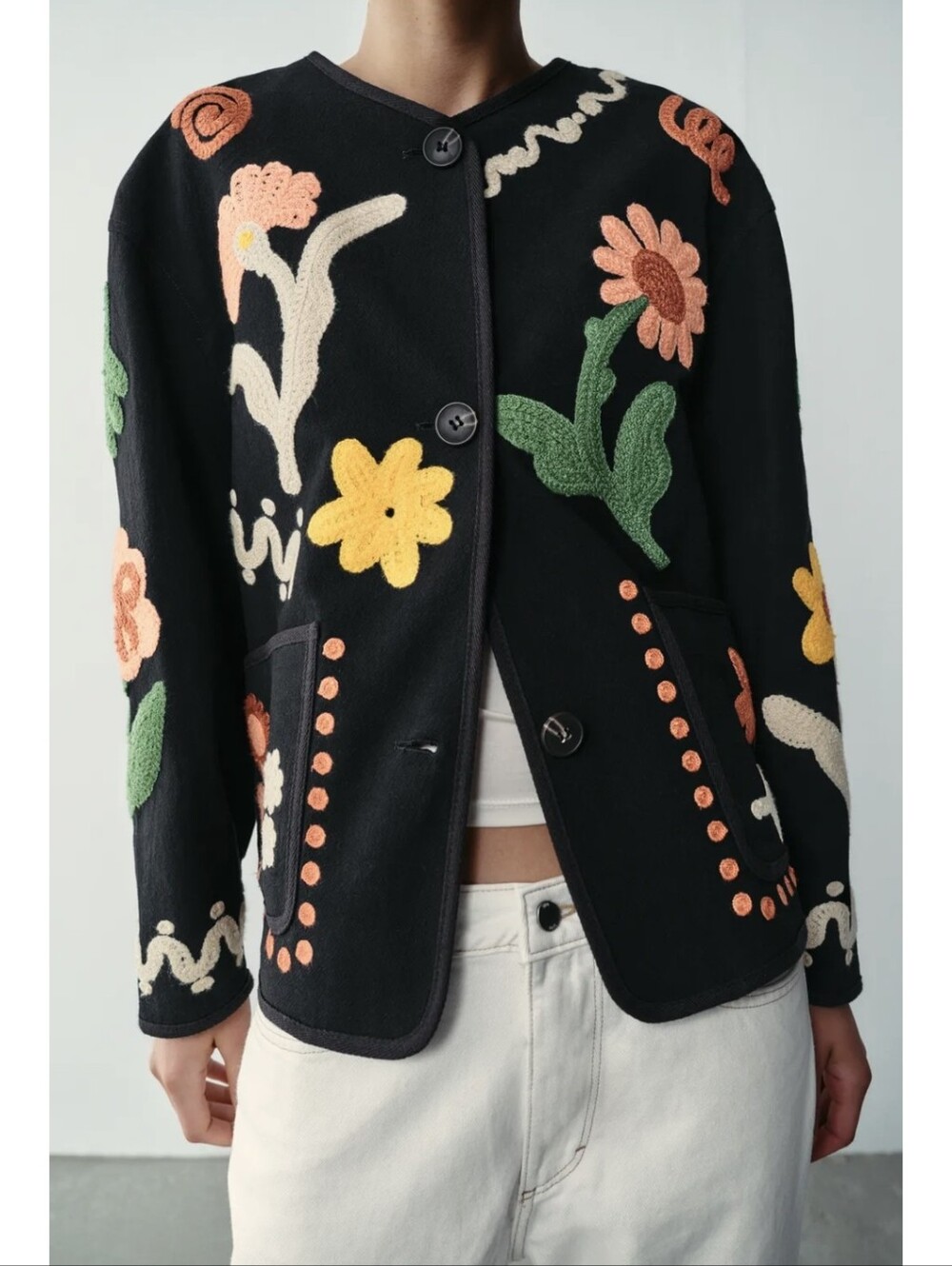 ZARA FLORAL EMBROIDERED JACKET